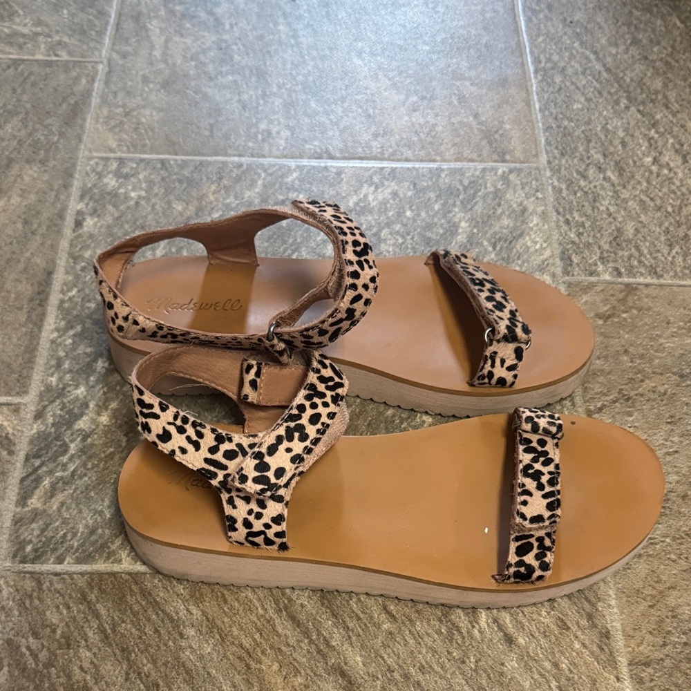 Madewell Tan and Black Leopard Sandals